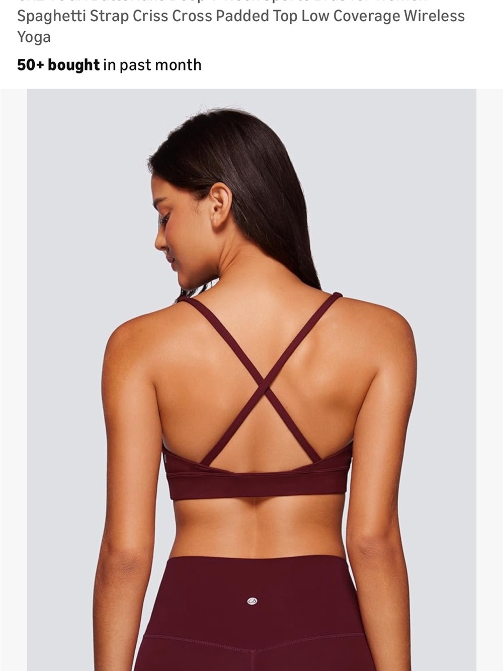 CRZ YOGA Deep Wine V‑Neck Bralette - Picture 6 of 7
